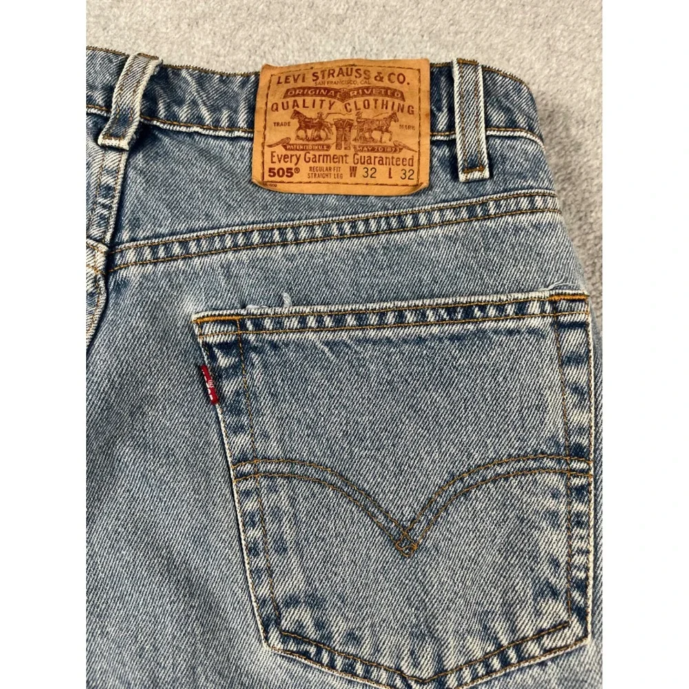 VTG Levis 505 Mens Regular Fit Straight Leg Jeans Light Wash W32 L32 (30x31)
